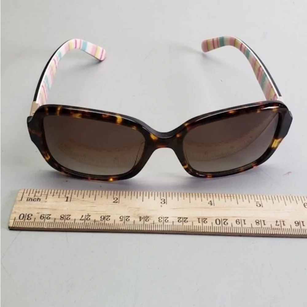Kate Spade Sunglasses w/ Case Striped/ Dark Brown Tortoise Shell Frame